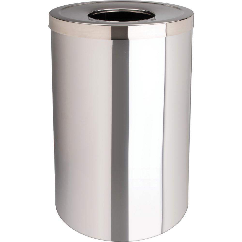 Genuine Joe 30 Gallon Stainless Steel Trash Receptacle - 30 gal Capacity - Durable, Heavy Duty - 31.5" Height x 20" Diameter - Stainless Steel - Silver - 1 Each