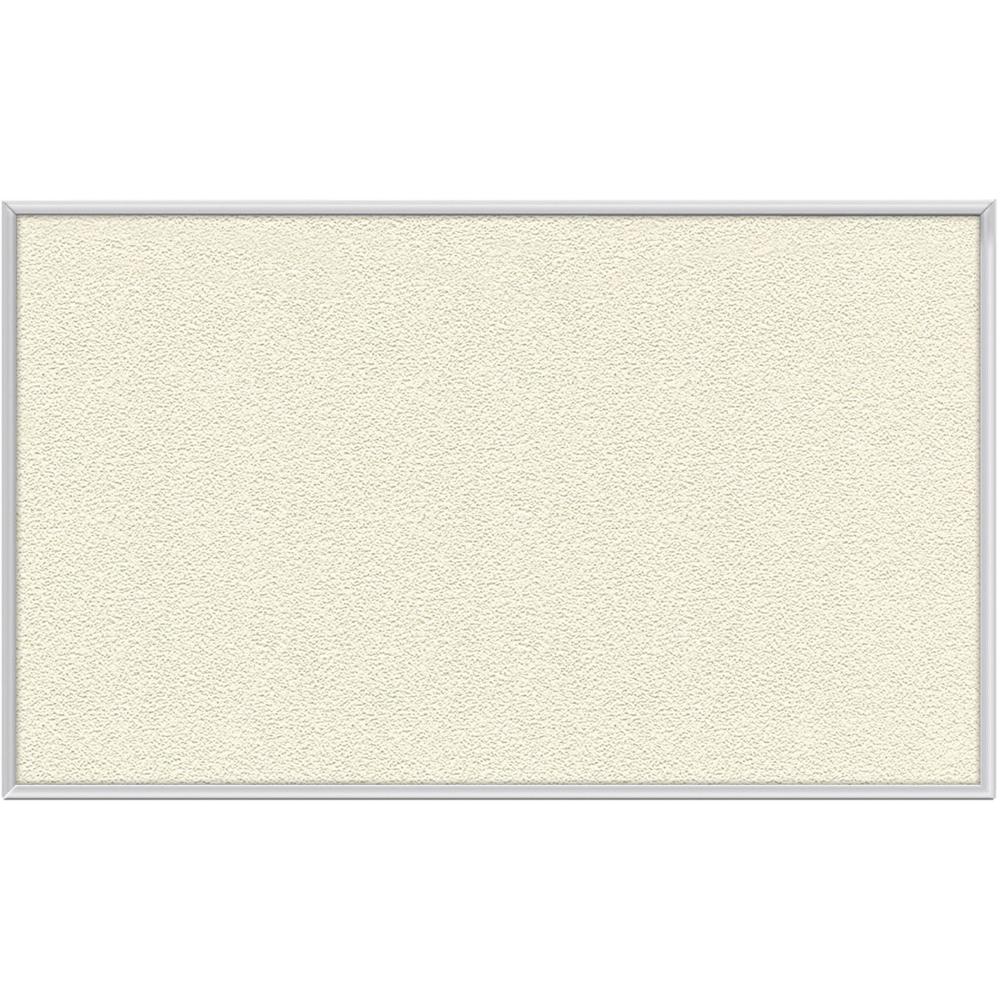 Ghent Vinyl Bulletin Board with Aluminum Frame - 48" Height x 12 ft Width - Ivory Vinyl Surface - Durable, Laminated, Textured Surface, Washable, Customizable - Satin Anodized Aluminum Frame - 1 Each