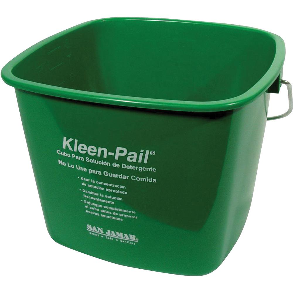 San Jamar Kleen-Pail - 6 quart - Color Coded, Graduated, Handle, Embossed - 7.4" x 8.3" - Green - 12 / Carton