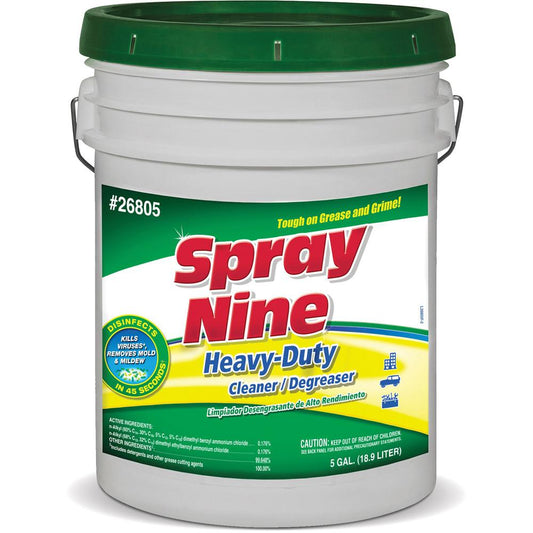 Spray Nine Heavy-Duty Cleaner/Degreaser + Disinfectant - For Multipurpose - 640 fl oz (20 quart) - Mild Scent - 1 Each - Solvent-free, Disinfectant, Anti-bacterial - Clear