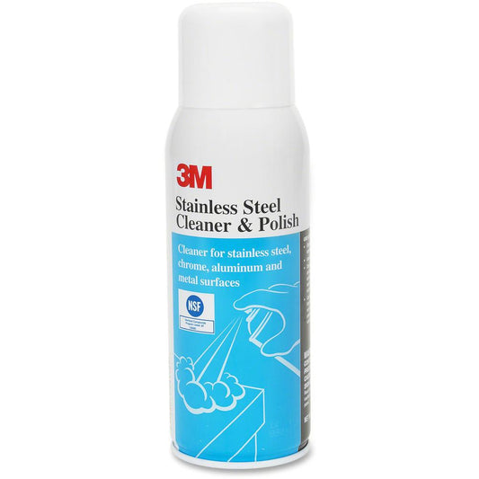 3M Stainless Steel Cleaner Polish - For Stainless Steel, Chrome, Aluminum, Metal Surface, Plastic Surface - 10 fl oz (0.3 quart) - Lime, Citrus ScentCan - 12 / Carton - White