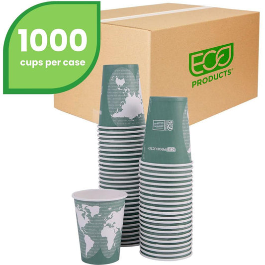 Eco-Products 12 oz World Art Hot Beverage Cups - 50 / Pack - 20 / Carton - Multi - Paper, Resin - Hot Drink