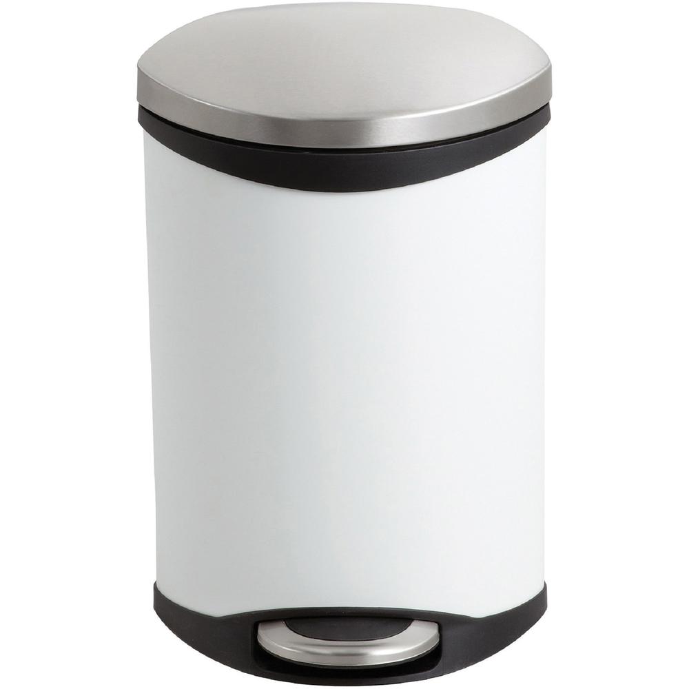 Safco Ellipse Hands Free Step-On Receptacle - 3 gal Capacity - 17" Height x 12" Width x 8.5" Depth - Plastic - White - 1 Each