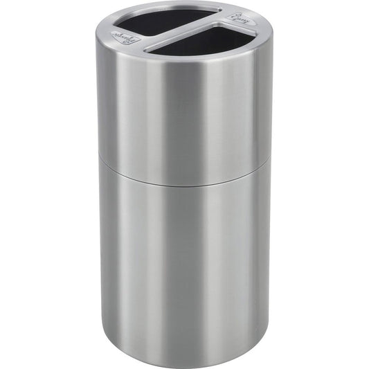 Safco Dual Recycling Receptacle - 30 gal Capacity - 32.5" Height x 17.5" Diameter - Aluminum - Stainless Steel - 1 Each