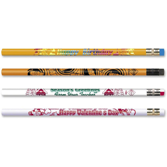 Moon Products Fun Design Seasonal Pencil Pack - #2 Lead - 8.7 mm Lead Diameter - Black Lead - Assorted Wood Barrel - 144 / Box