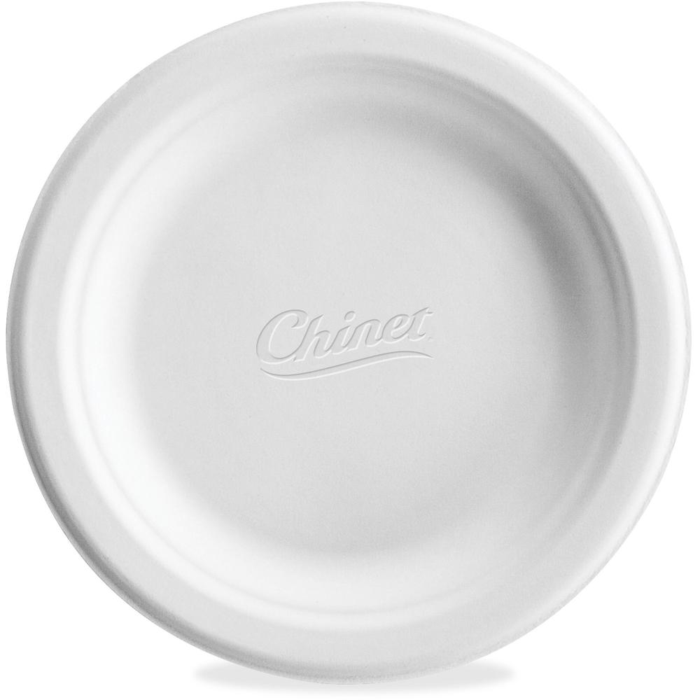 Chinet Classic 6" Round Plates - Food - Disposable - Microwave Safe - White - Molded Fiber, Paper Body - 1000 Pack