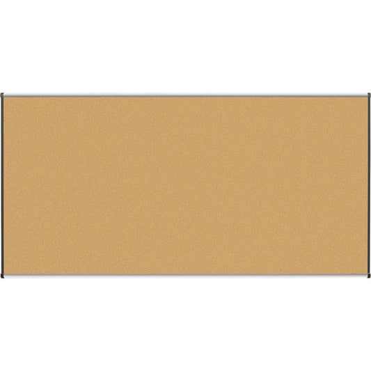 Lorell Satin-Finish Bulletin Board - 96" Height x 48" Width - Natural Cork Surface - Durable, Self-healing - Silver Anodized Aluminum Frame - 1 Each