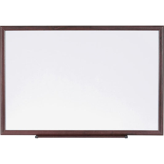 Lorell Wood Frame Dry-Erase Marker Boards - 72" (6 ft) Width x 48" (4 ft) Height - White Melamine Surface - Brown Wood Frame - 1 Each