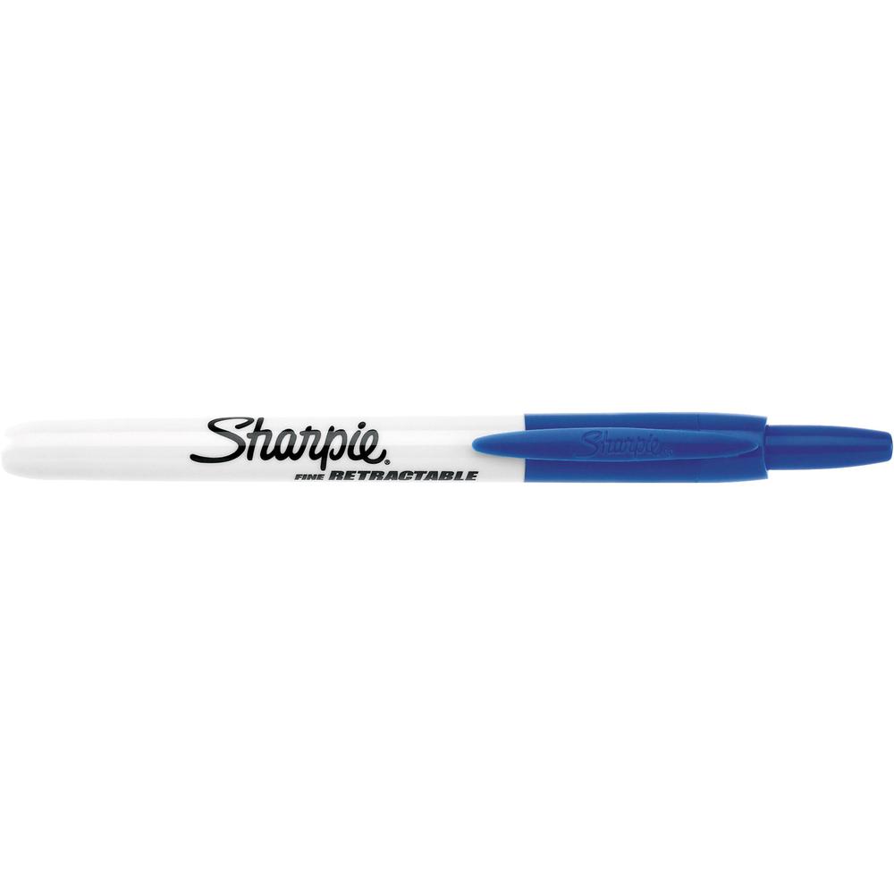 Sharpie Retractable Fine Point Permanent Marker - Fine Marker Point - Retractable - Blue - 1 Dozen