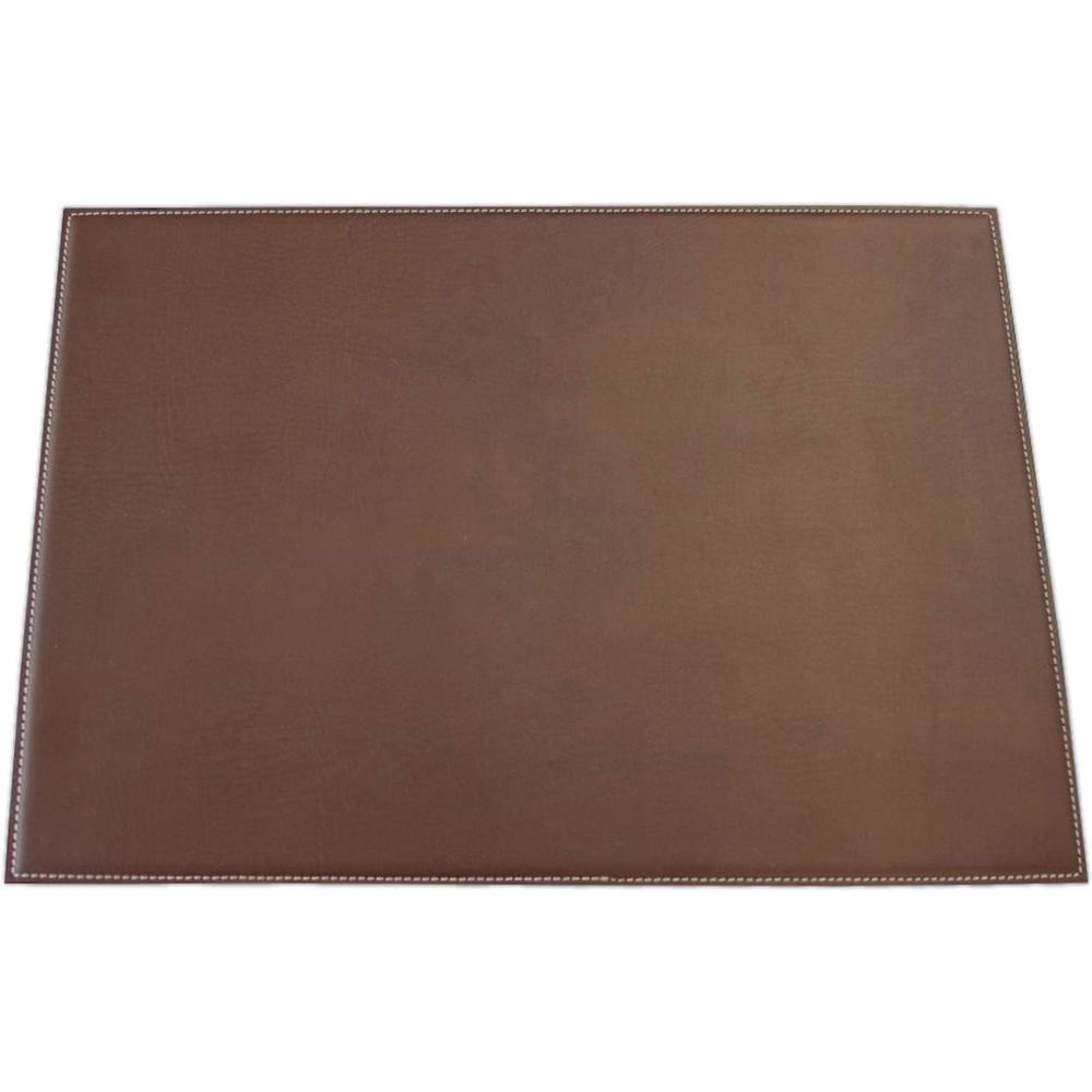 Dacasso Leatherette Square Corner Placemat - Home, Office, Conference Room - 17" Length x 12" Width - Rectangular - Synthetic Suede, Leatherette, Synthetic Leather - Brown - 1Each