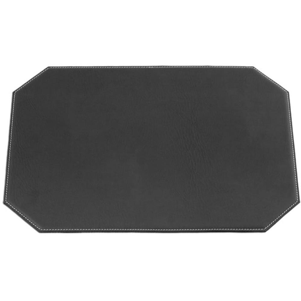 Dacasso Leatherette Cut Corner Placemat - Home, Office, Conference Room - 17" Length x 12" Width x 0.17" Thickness - Rectangular - Synthetic Suede, Leatherette, Synthetic Leather - Black - 1Each