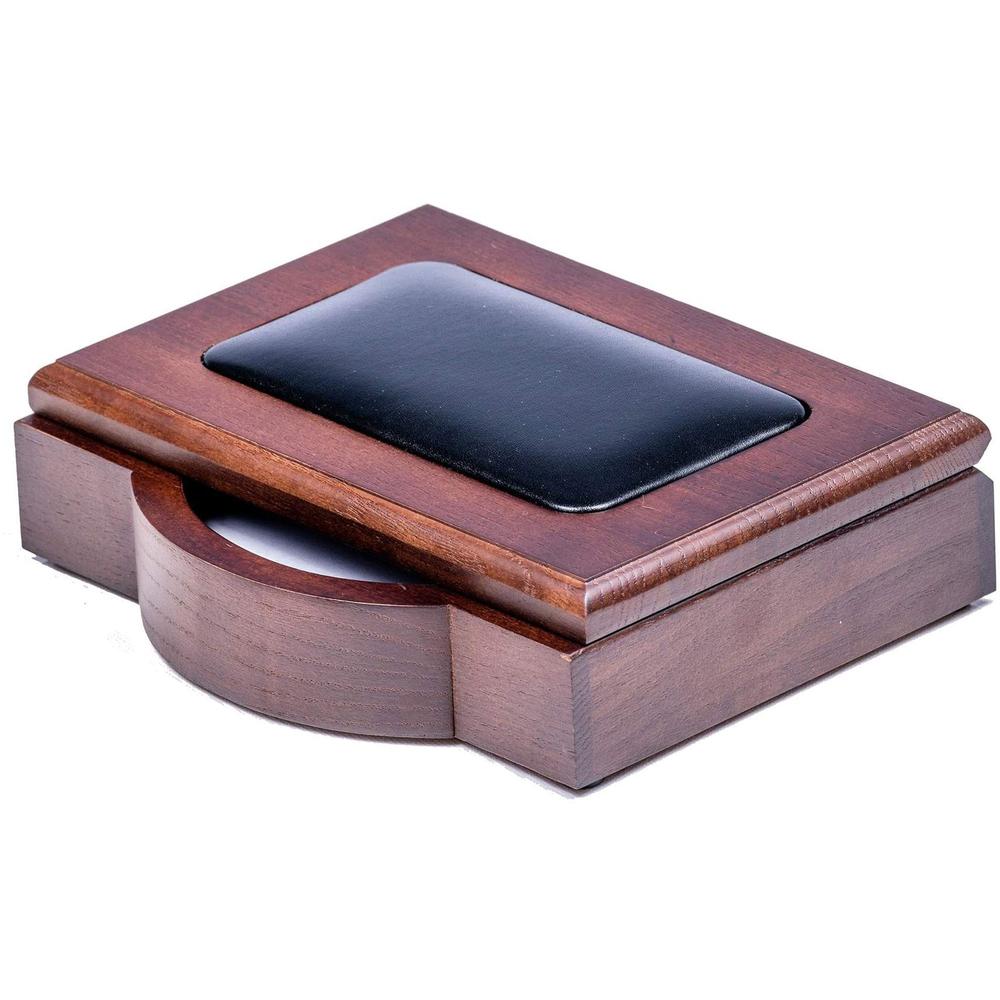 Dacasso Walnut & Leather Memo Holder - 7" x 5.8" x 1.8" x - Wood, Leather - 1 Each - Walnut, Black