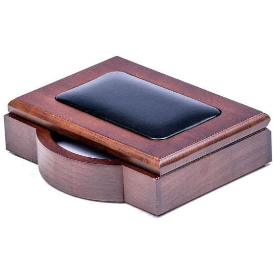 Dacasso Walnut & Leather Memo Holder - 7" x 5.8" x 1.8" x - Wood, Leather - 1 Each - Walnut, Black