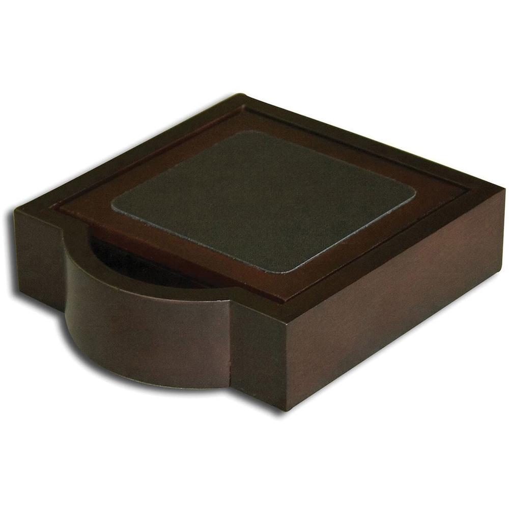 Dacasso Walnut & Leather Coaster Set - 4 Coaster of 4" Length x 4" Width - Square - Black - Top Grain Leather, Walnut, Wood - 1Each