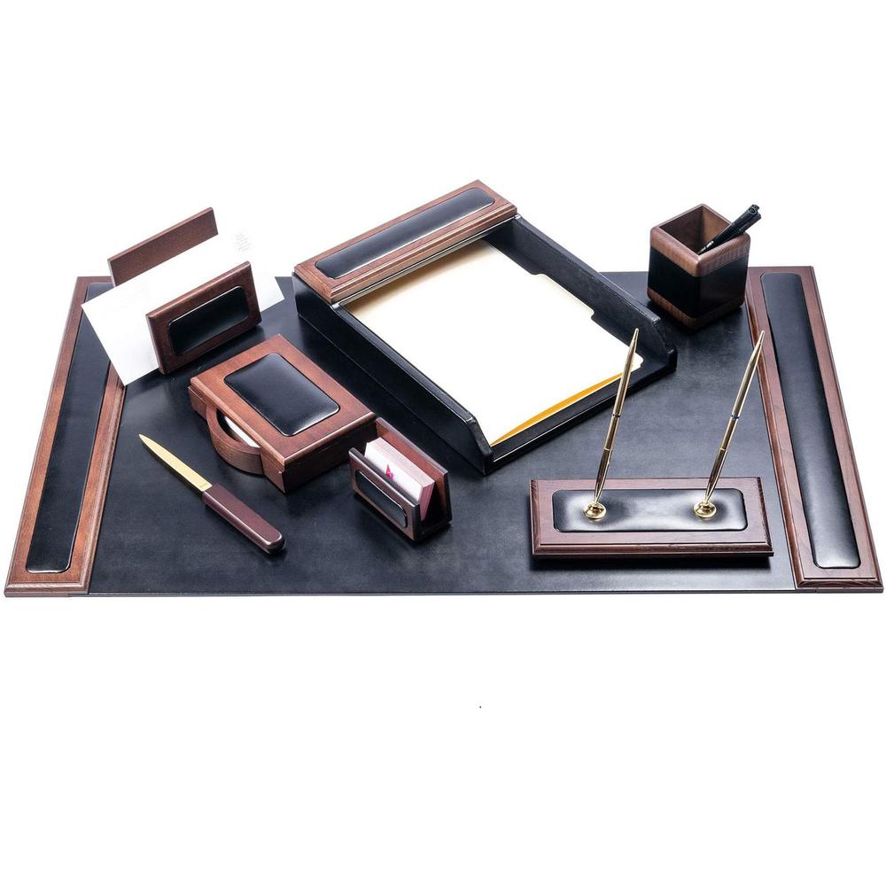 Dacasso Walnut & Leather Desk Set - 1 Each