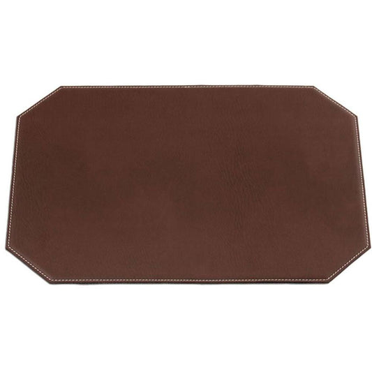 Dacasso Leatherette Cut Corner Placemat - Home, Office, Conference Room - 17" Length x 12" Width - Rectangular - Synthetic Suede, Leatherette, Synthetic Leather - Brown - 1Each