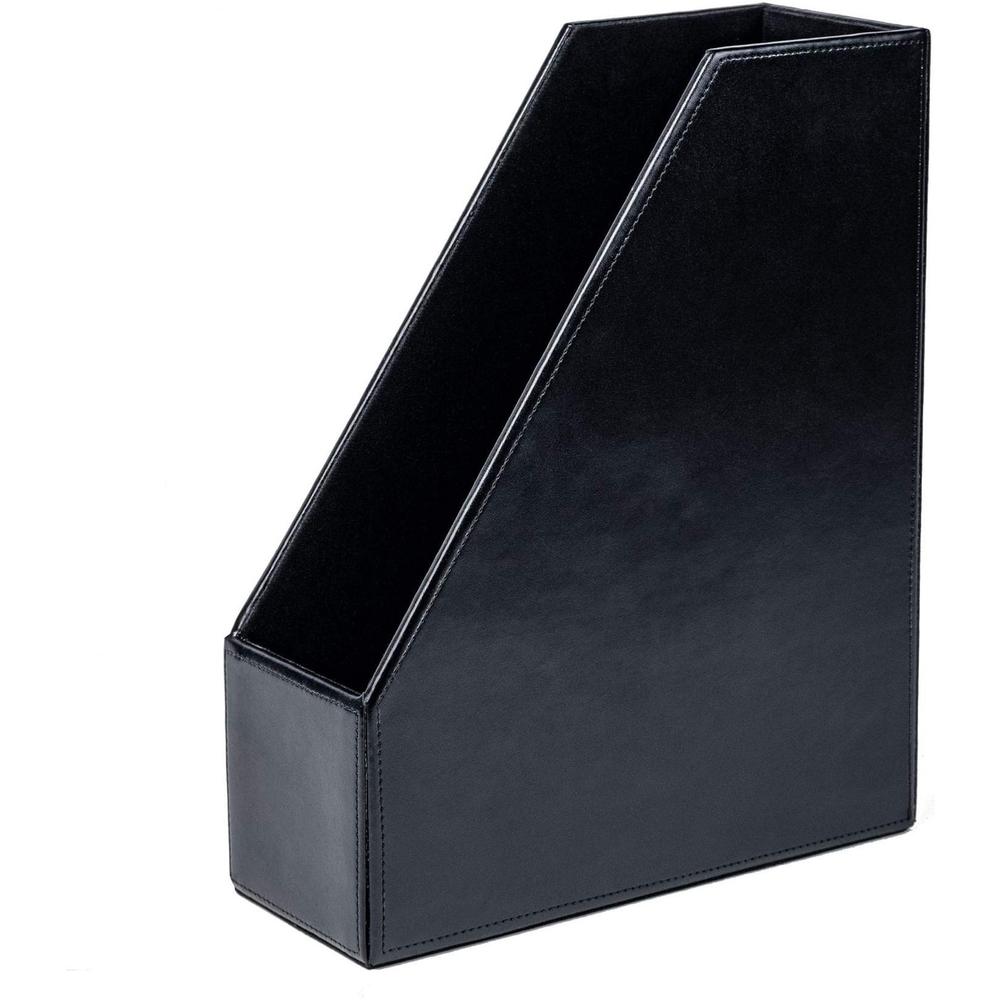 Dacasso Bonded Leather Magazine Rack - 12.5" Height x 4" Width x 10.1" DepthDesktop - Black - Leather - 1 Each