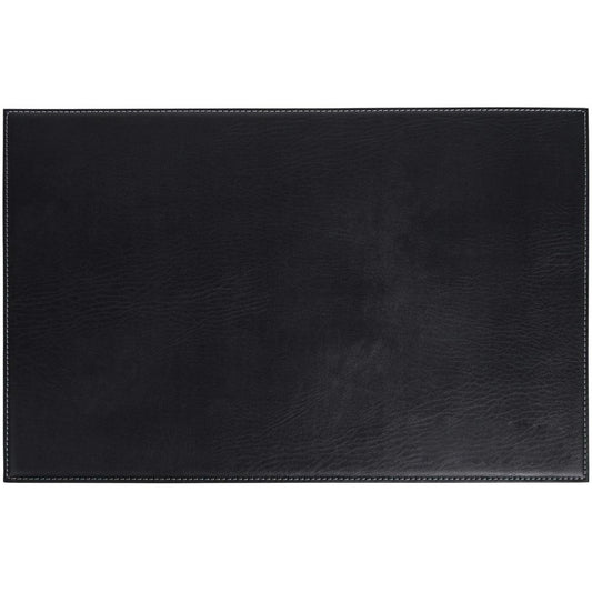 Dacasso Leatherette Square Corner Placemat - Home, Office, Conference Room - 17" Length x 12" Width - Rectangular - Synthetic Suede, Leatherette, Synthetic Leather - Black - 1Each