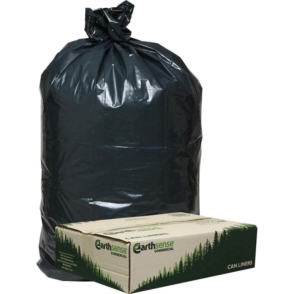 Berry Low Density Recycled Can Liners - Medium Size - 33 gal Capacity - 32.50" Width x 40" Length - 0.90 mil (23 Micron) Thickness - Low Density - Black - Plastic, Resin - 80/Carton - Garbage - Recycl