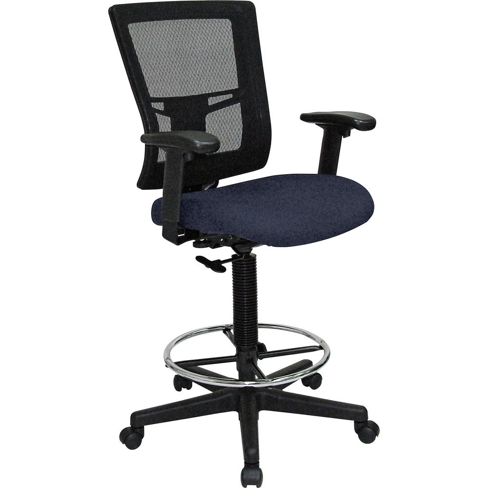 Lorell Mesh Back Drafting Stool - Periwinkle Blue Seat - Mid Back - 5-star Base - Periwinkle Blue - 1 Each