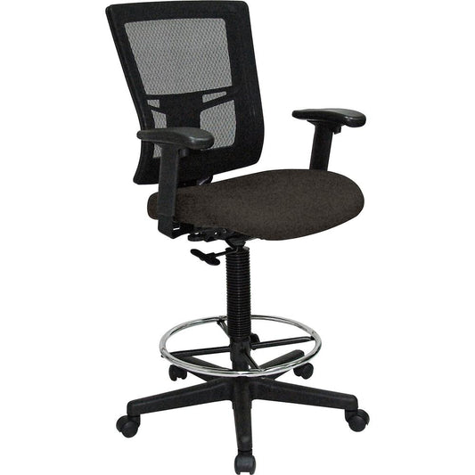 Lorell Breathable Mesh Drafting Stool - Pepper Seat - Mid Back - 5-star Base - Pepper - 1 Each