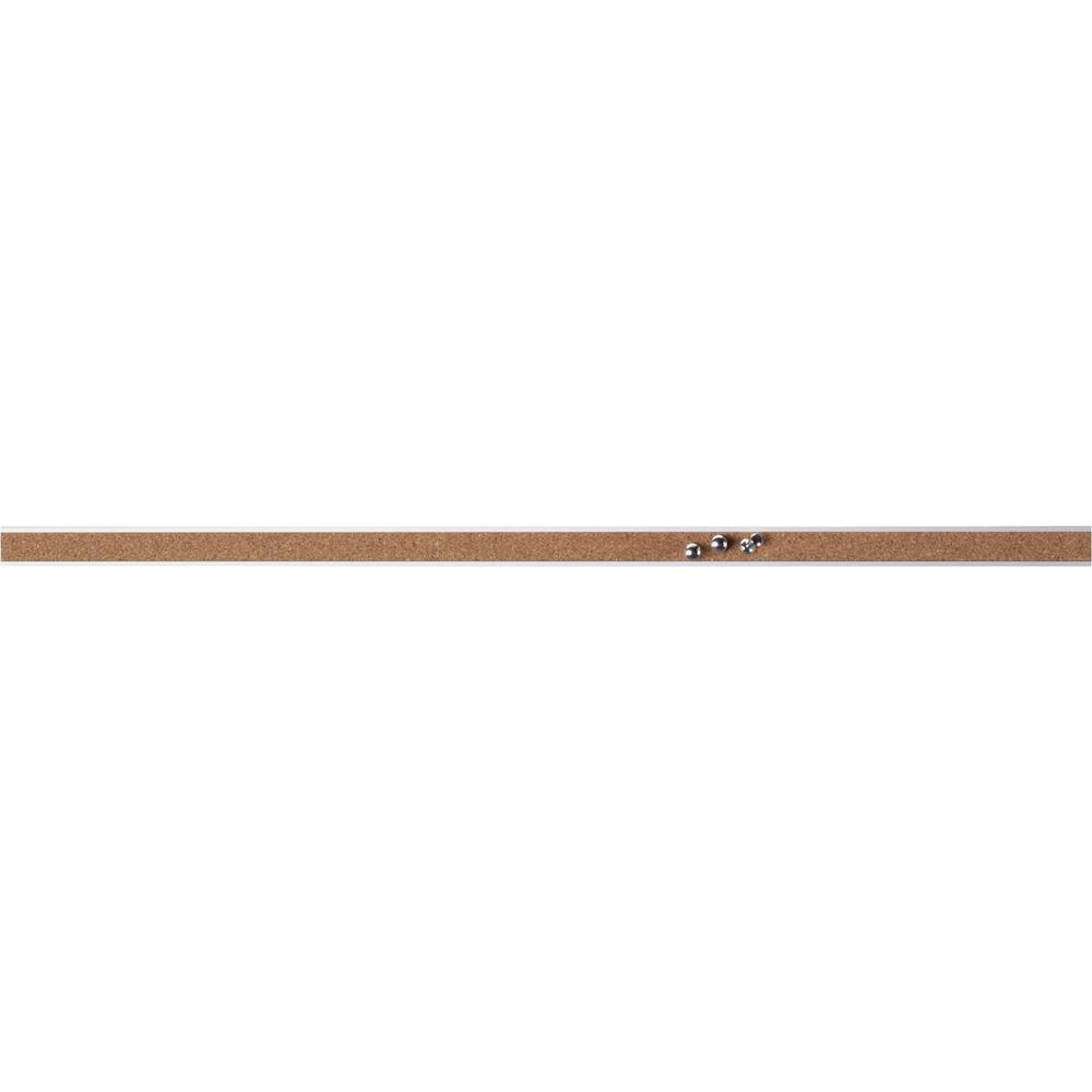 Lorell Cork Strip Bulletin Bar - 48" Width - Cork Surface - Self-healing, Fade Resistant, Self-sealing - Anodized Aluminum Frame - 1 Each