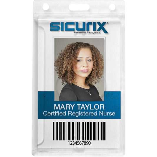 SICURIX Rigid PC ID Badge Dispensers with Thumb Slot - Vertical - Support 2.50" x 3.50" Media - Vertical - Polycarbonate - 25 / Pack - Clear