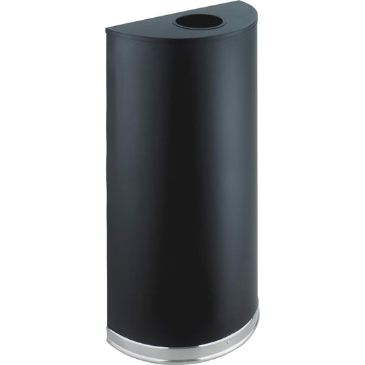 Safco Half Round Receptacle - 12.50 gal Capacity - Half-round - 32.5" Height x 17.5" Width x 9" Depth - Steel, Rubber, Plastic - Black - 1 Each