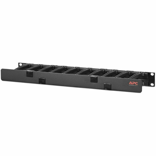 APC by Schneider Electric Horizontal Cable Manager, 1U x 4" Deep, Single-Sided with Cover - Cable Manager - Black - 2U Rack Height - 19" Panel Width - TAA Compliant