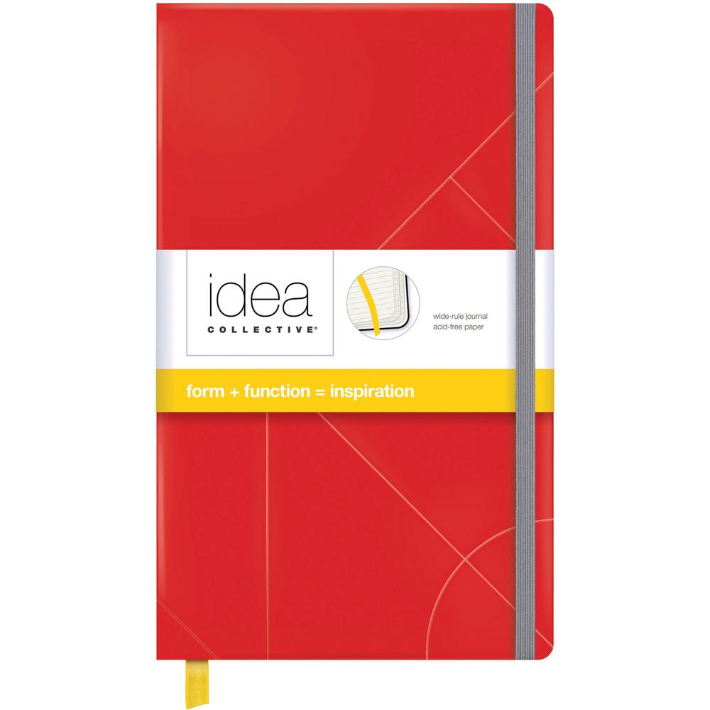 TOPS Idea Collective Hard Cover Journal - 120 Sheets - 5" x 8 1/4" - 0.63" x 5" x 8.3" - Cream Paper - Red Cover - Acid-free, Durable Cover, Ribbon Marker, Elastic Closure, Pocket - 1 Each