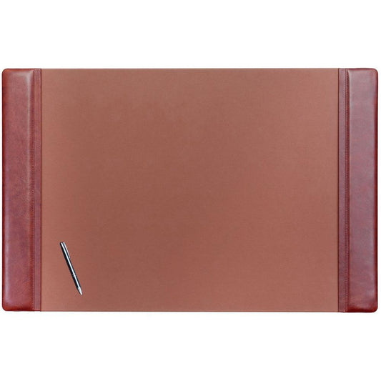 Dacasso Leather Side-Rail Desk Pad - Rectangular - 38" Width x 24" Depth - Velveteen - Leatherette - Mocha