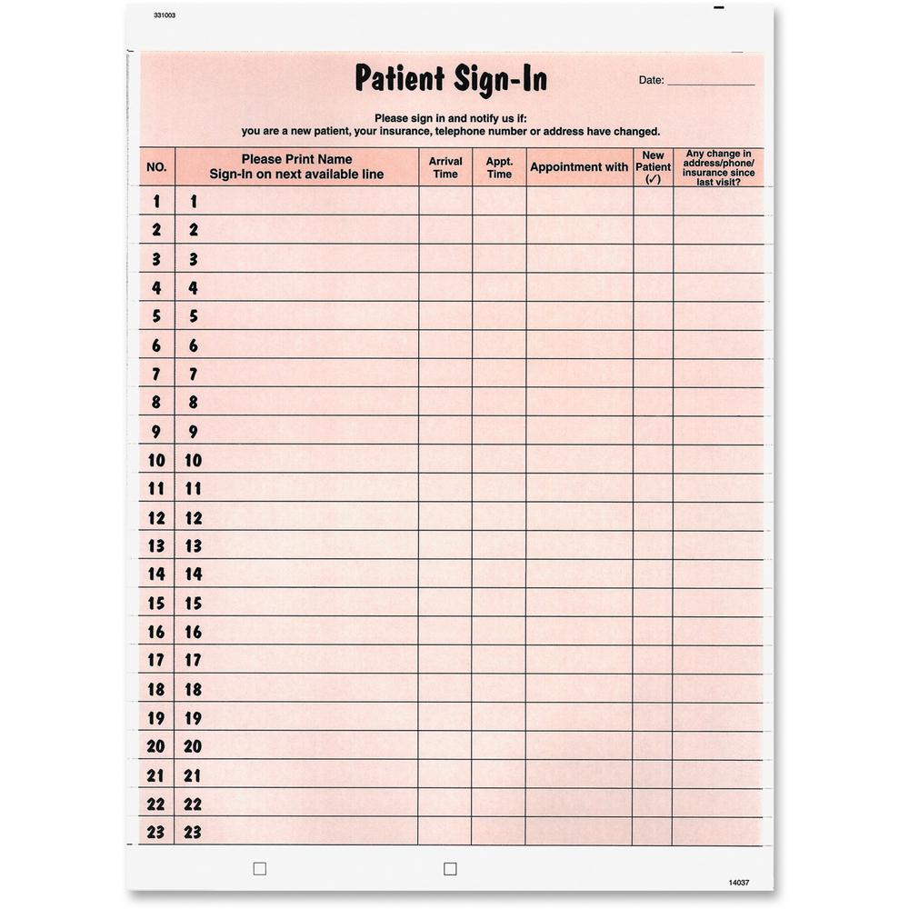 Tabbies Patient Sign-In Label Forms - 125 Sheet(s) - 8.50" x 11" Sheet Size - Salmon - 125 / Pack