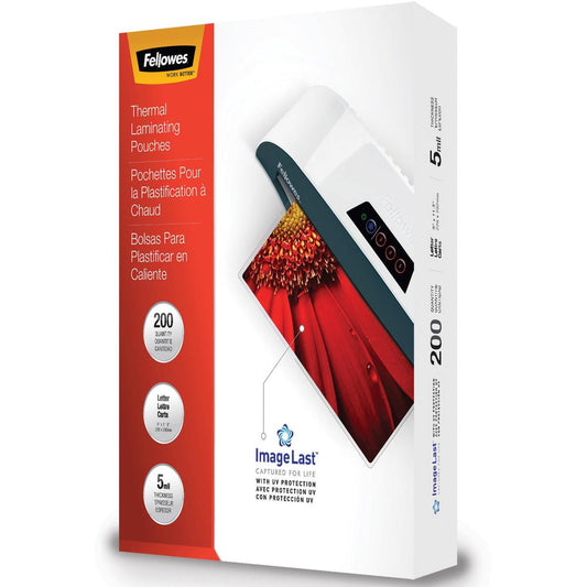 Fellowes ImageLast Jam-Free Thermal Laminating Pouches - Sheet Size Supported: Letter 9" Width x 11.50" Length - Laminating Pouch/Sheet Size: 9" Width5 mil Thickness - Durable, UV Resistant, Fade Resi