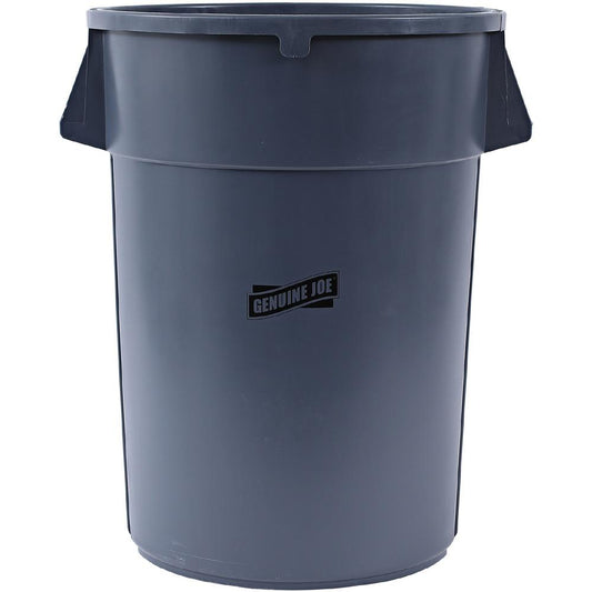 Genuine Joe 44-gallon Heavy-duty Trash Container - 44 gal Capacity - Heavy Duty, Handle - 24" Height x 31.5" Width x 24" Depth - Gray - 1 Each