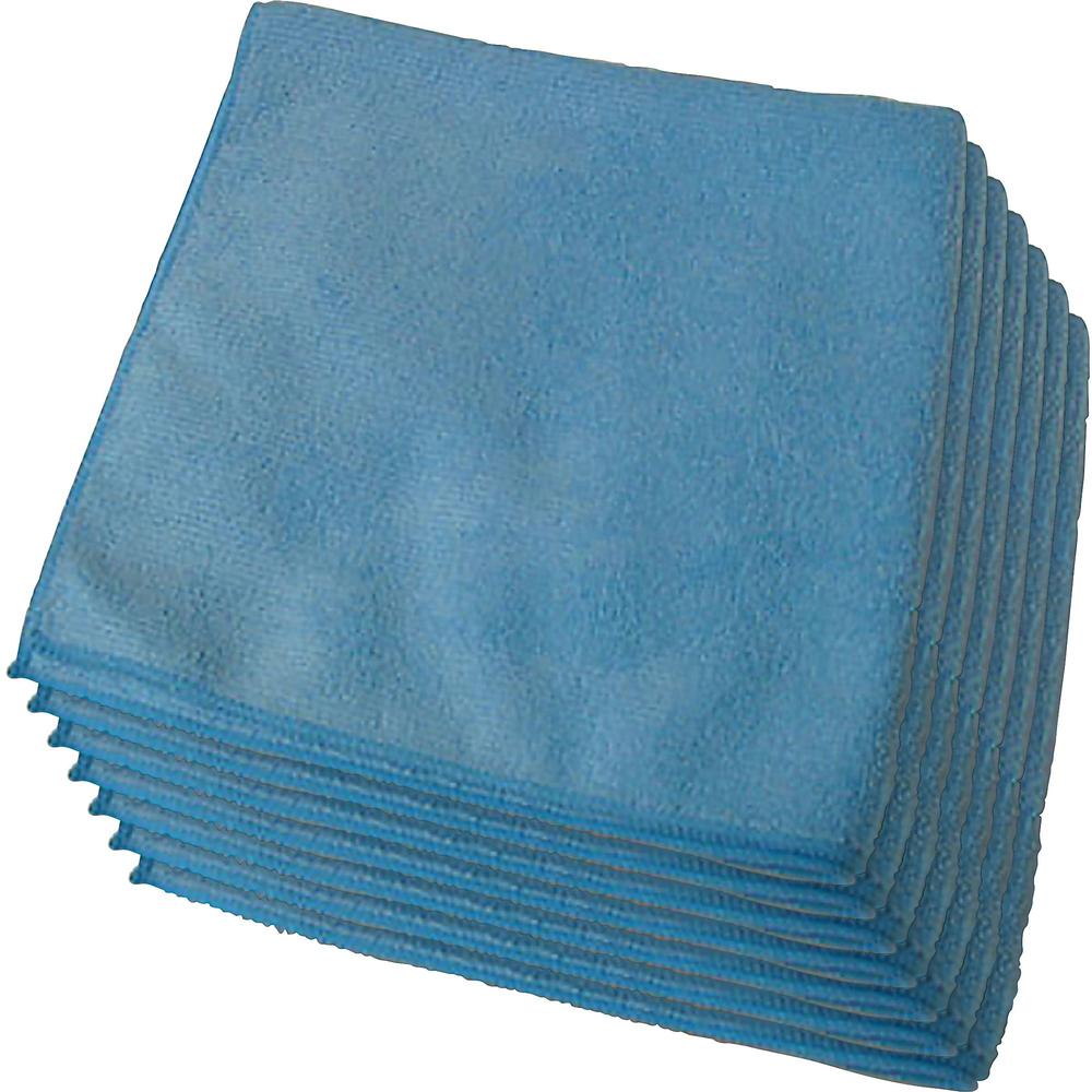 Genuine Joe General Purpose Microfiber Cloth - For Multipurpose - 16" Length x 16" Width - 12 / Bag - Chemical Resistant, Oil-free, Lint-free - Blue