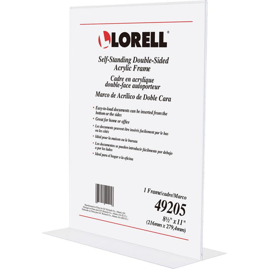 Lorell Double-sided Acrylic Frame - 1 Each - 8.50" Holding Width x 11" Holding Height - Rectangular Shape - Yes - Acrylic - Countertop - Clear