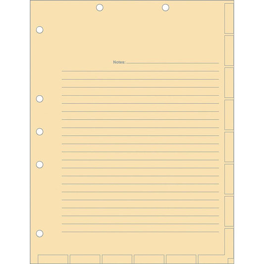 Tabbies 7-hole Manila Chart Divider Sheets - 8.5" Divider Width x 11" Divider Length - 7 Hole Punched - Manila Divider - 400 / Box