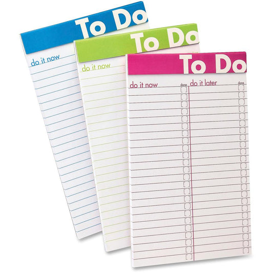 Ampad To Do List Notepad - 50 Sheets - 5" x 8" - White Paper - Assorted Cover - Micro Perforated - 6 / Pack