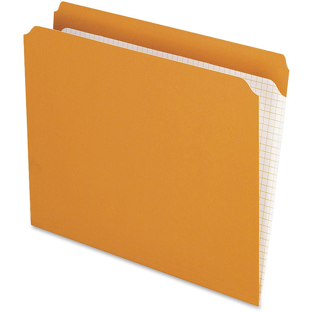 Pendaflex Straight Tab Cut Letter Recycled Top Tab File Folder - 8 1/2" x 11" - 3/4" Expansion - Orange - 10% Recycled - 100 / Box