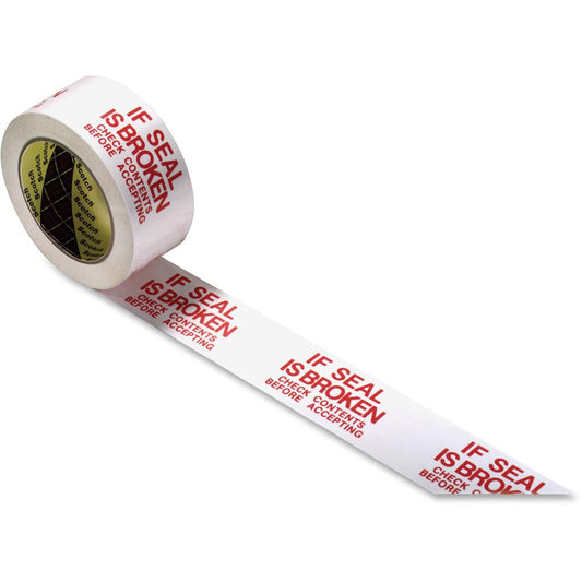 Scotch Preprinted Message Seal Broken Tape - 109.36 yd Length x 1.88" Width - 3" Core - 1.20 mil - Polypropylene Film Backing - Abrasion Resistant, Moisture Resistant, Scuff Resistant, Nick Resistant,