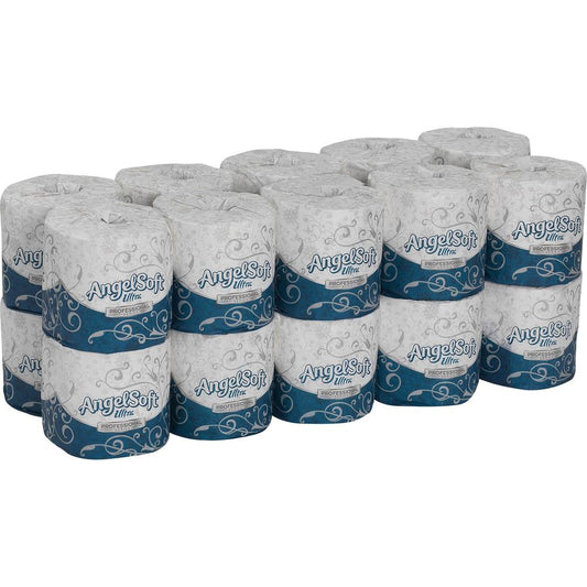 Angel Soft Ultra Professional Series Embossed Toilet Paper - 2 Ply - 4.50" x 4" - 400 Sheets/Roll - White - Soft, Unscented, Embossed, Individually Wrapped - For Bathroom - 20 / Carton