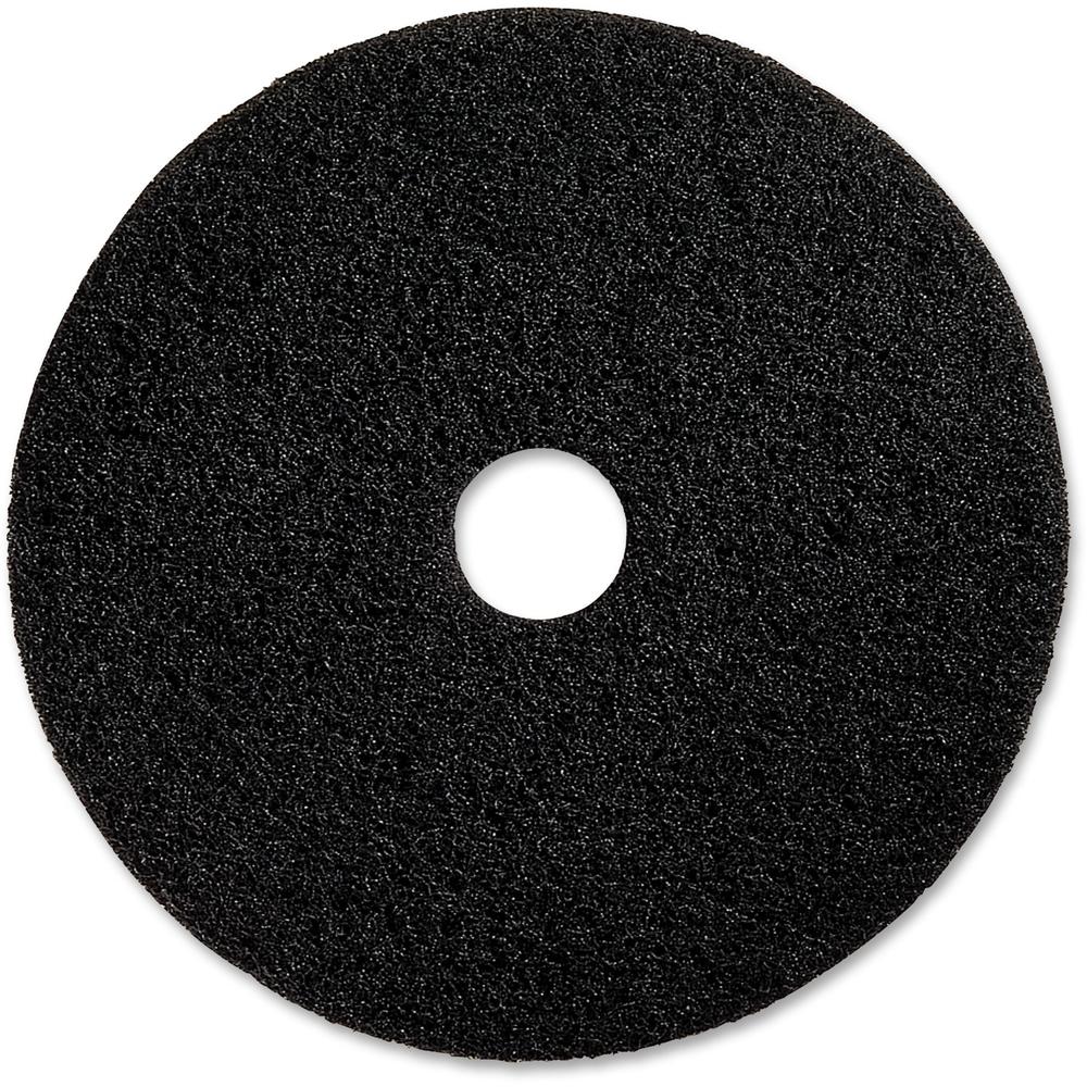 Genuine Joe Black Floor Stripping Pad - 13" Diameter - 5/Carton x 13" Diameter x 1" Thickness - Stripping - 175 rpm to 350 rpm Speed Supported - Resilient, Heavy Duty, Flexible, Long Lasting - Fiber -