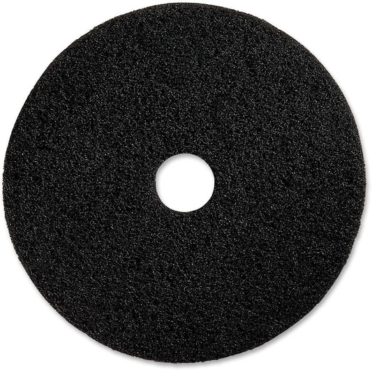 Genuine Joe Black Floor Stripping Pad - 13" Diameter - 5/Carton x 13" Diameter x 1" Thickness - Stripping - 175 rpm to 350 rpm Speed Supported - Resilient, Heavy Duty, Flexible, Long Lasting - Fiber -