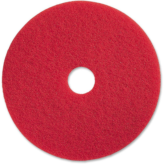 Genuine Joe Red Buffing Floor Pad - 13" Diameter - 5/Carton x 13" Diameter x 1" Thickness - Buffing, Scrubbing, Floor - 175 rpm to 350 rpm Speed Supported - Flexible, Resilient, Dirt Remover, Rotate -