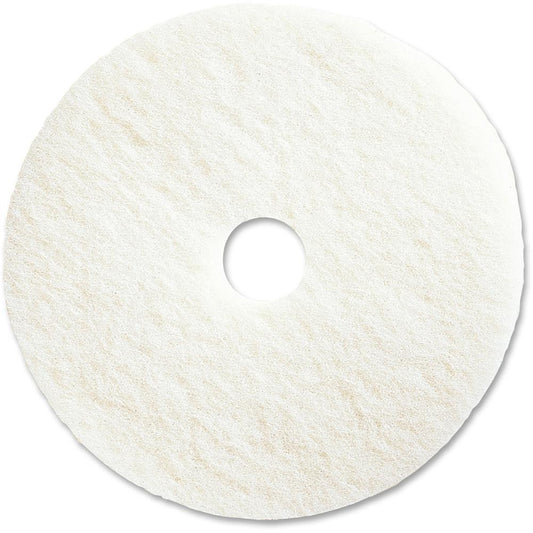 Genuine Joe 20" Super White Floor Pad - 20" Diameter - 5/Carton x 20" Diameter x 1" Thickness - Floor - 1000 rpm to 3000 rpm Speed Supported - Resilient, Flexible, Soft, Durable, Long Lasting - Fiber