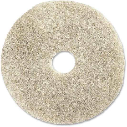 Genuine Joe 20" Natural Light Floor Pad - 20" Diameter - 5/Carton x 20" Diameter x 1" Thickness - Buffing, Floor - 1500 rpm to 3000 rpm Speed Supported - Flexible, Resilient, Soft, Non-abrasive, Dirt