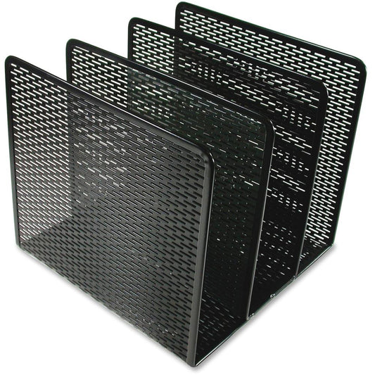 Artistic Urban Collection Punched Metal File Sorter - 3 Compartment(s) - 3" - 7.3" Height x 8" Width x 8" DepthDesktop - Heavy Duty, Scratch Resistant, Rounded Corner, Durable - Black - Steel - 1 Each