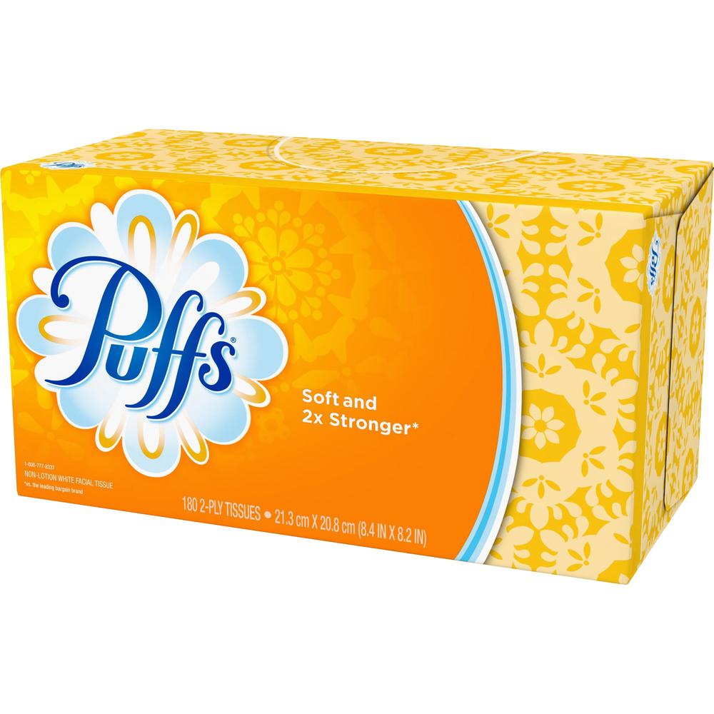 Puffs Basic Facial Tissue - 1 Ply - 8.50" x 8.40" - White - Strong, Soft - For Face - 180 / Box