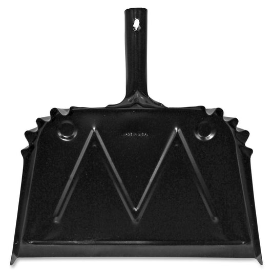 Genuine Joe Heavy-Duty Metal Dustpan - 16" Wide - Steel - Black - 1 Each