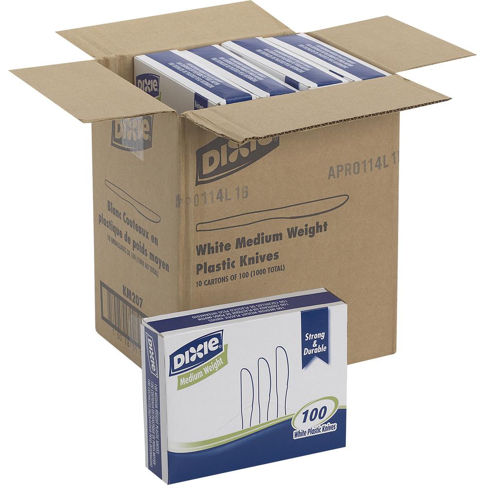 Dixie Medium-weight Disposable Knives Grab-N-Go by GP Pro - 100 / Box - 10/Carton - Knife - 1000 x Knife - White